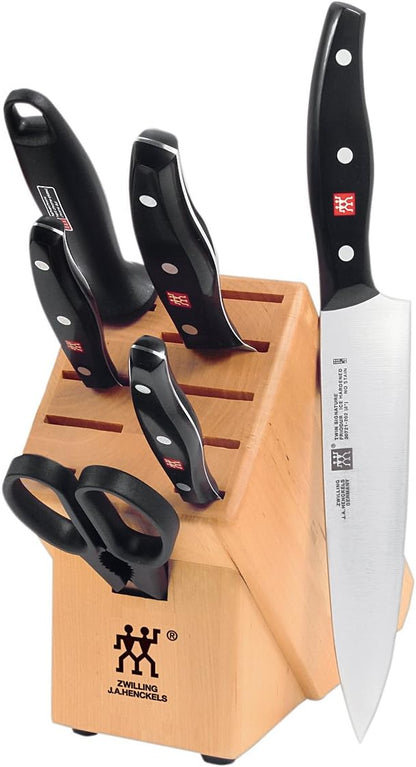 Twin Signature 7-Pc Knife Set, Friodur Ice-Hardened Blades | Made in Company-Owned German Factory with Special Formula Steel. Dishwasher Safe, Comfortable Grip for Effortless Meal Prep.