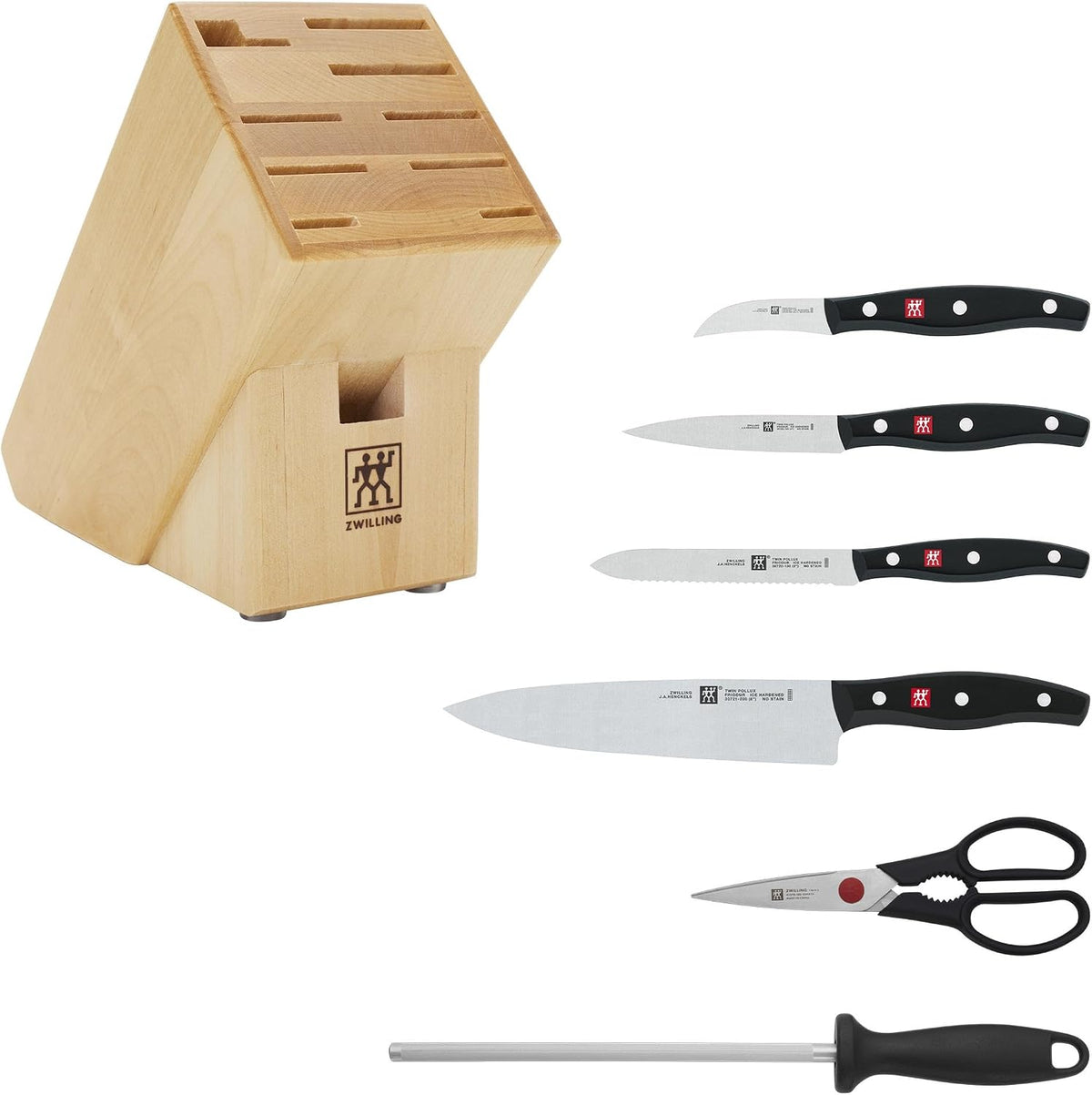 Twin Signature 7-Pc Knife Set, Friodur Ice-Hardened Blades | Made in Company-Owned German Factory with Special Formula Steel. Dishwasher Safe, Comfortable Grip for Effortless Meal Prep.