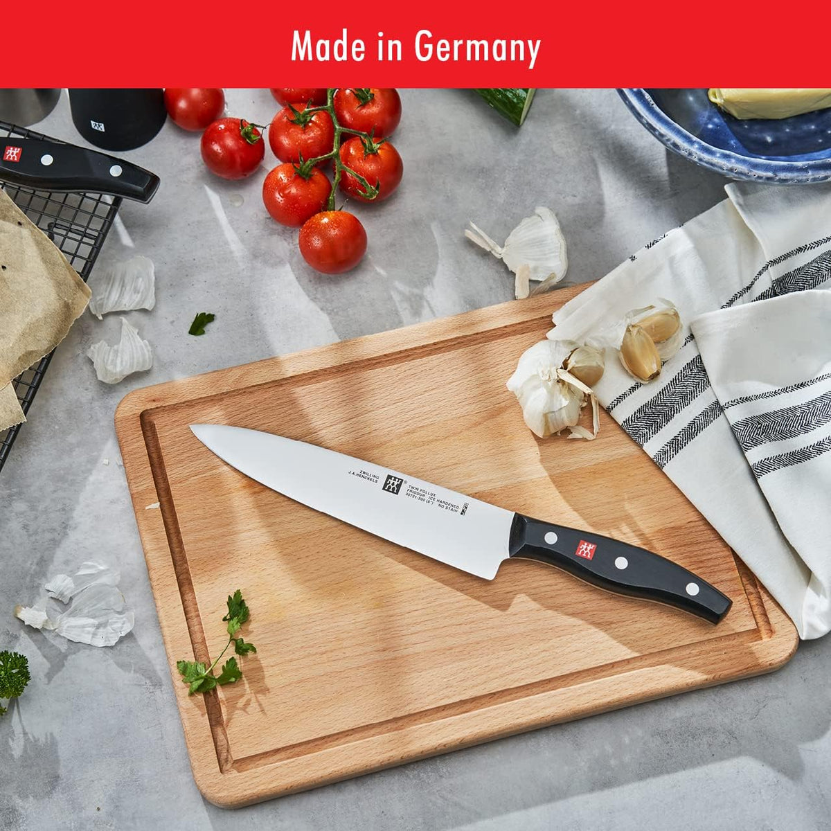 Twin Signature 7-Pc Knife Set, Friodur Ice-Hardened Blades | Made in Company-Owned German Factory with Special Formula Steel. Dishwasher Safe, Comfortable Grip for Effortless Meal Prep.