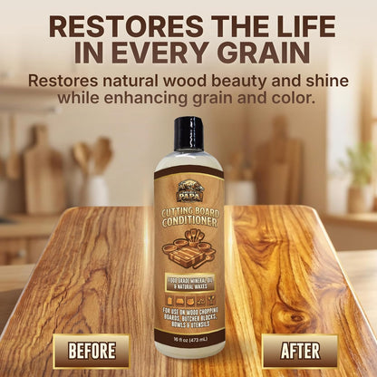 Butcher Block Conditioner 16 fl oz - Food Grade Mineral Oil and Beeswax Wood Cutting Board Conditioner for Butcher Blocks, Bowls & Utensils - Food Safe Natural Formula - Made in the USA