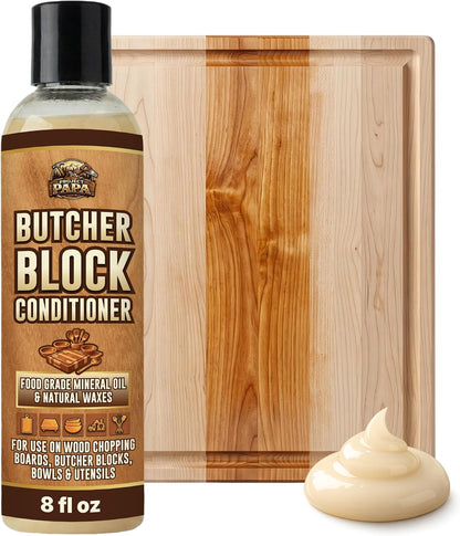 Butcher Block Conditioner 16 fl oz - Food Grade Mineral Oil and Beeswax Wood Cutting Board Conditioner for Butcher Blocks, Bowls & Utensils - Food Safe Natural Formula - Made in the USA