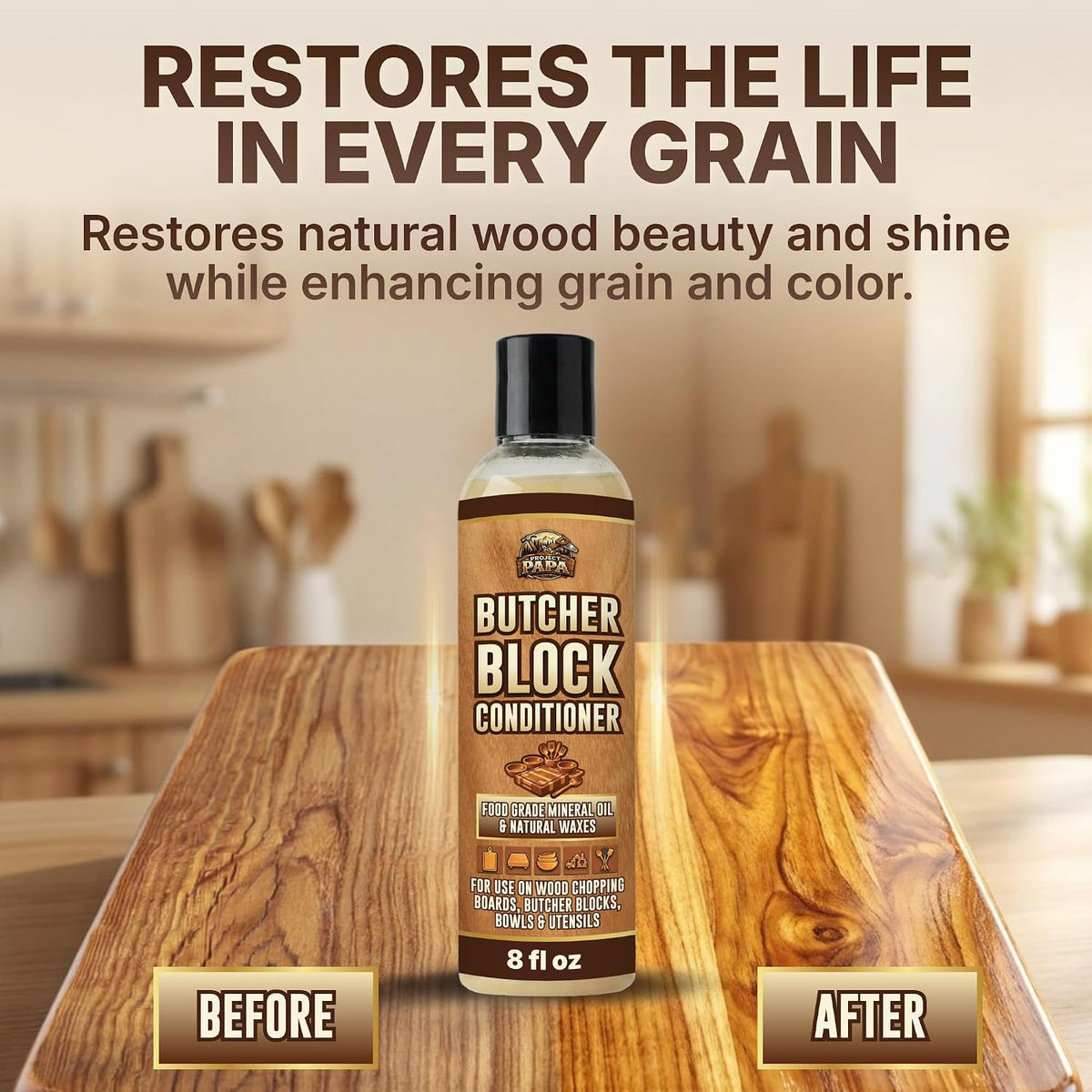 Butcher Block Conditioner 16 fl oz - Food Grade Mineral Oil and Beeswax Wood Cutting Board Conditioner for Butcher Blocks, Bowls & Utensils - Food Safe Natural Formula - Made in the USA