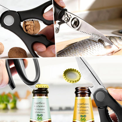 Kitchen Scissors Set 2 Pack, Heavy Duty Detachable Food Grade Stainless Steel Poultry Shears for Chicken Bones, Fish, Meat, Vegetables, Multipurpose Shears with Bottle Opener
