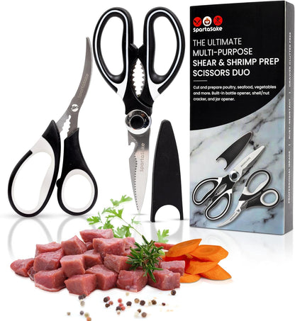 Premium Kitchen Shears, Stainless Steel Food Scissors, Black & Orange