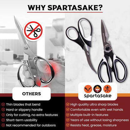 Premium Kitchen Shears, Stainless Steel Food Scissors, Black & Orange