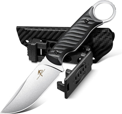 Fixed Blade Knife with Kydex Sheath -Survival Knife Brown | Forged from a Single Piece of D2 Steel, Full Tang G10 Handle, Gift Box, for Outoor Camping