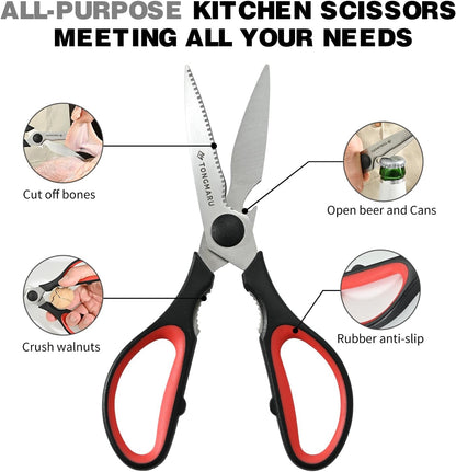 Kitchen Cooking Shears Heavy Duty Kitchen Scissor with, Detachable, All Purpose Scissors, Dishwasher Safe Scissors, Serrated Blades, Nutcracker and Bottle Opener function included (1 Pack)