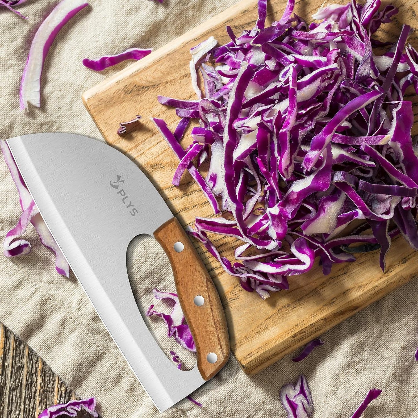 Plys Kitchen Meat Cleaver Knife - Unique Effort Saving Ergonomic Knife Professional Stainless Steel Chef Cooking Knives for Cutting Meat Vegetable Father Mother
