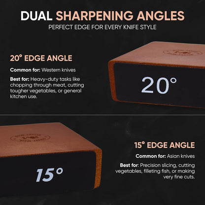 Rolling Knife Sharpener Kit – Premium Walnut Wood Kitchen Knife Sharpener for 15° & 20° Edge - Magnetic Knife sharpener with Diamond & Stainless Disc #1000/#3000