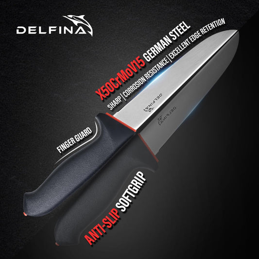 Butcher Knife Set for Meat Cutting, German Steel | German steel blades,For skinning, boning, trimming,Non-slip soft grip Includes sharpener rod,Rust-resistant & durable.