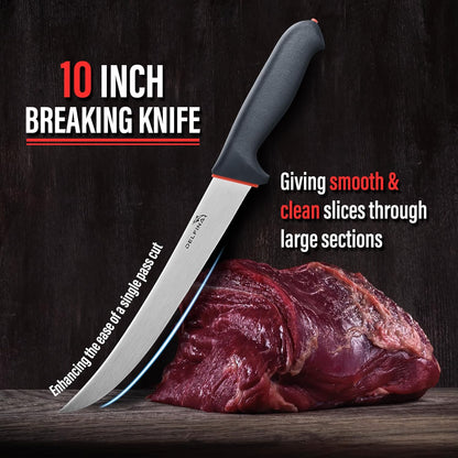 Butcher Knife Set for Meat Cutting, German Steel | German steel blades,For skinning, boning, trimming,Non-slip soft grip Includes sharpener rod,Rust-resistant & durable.