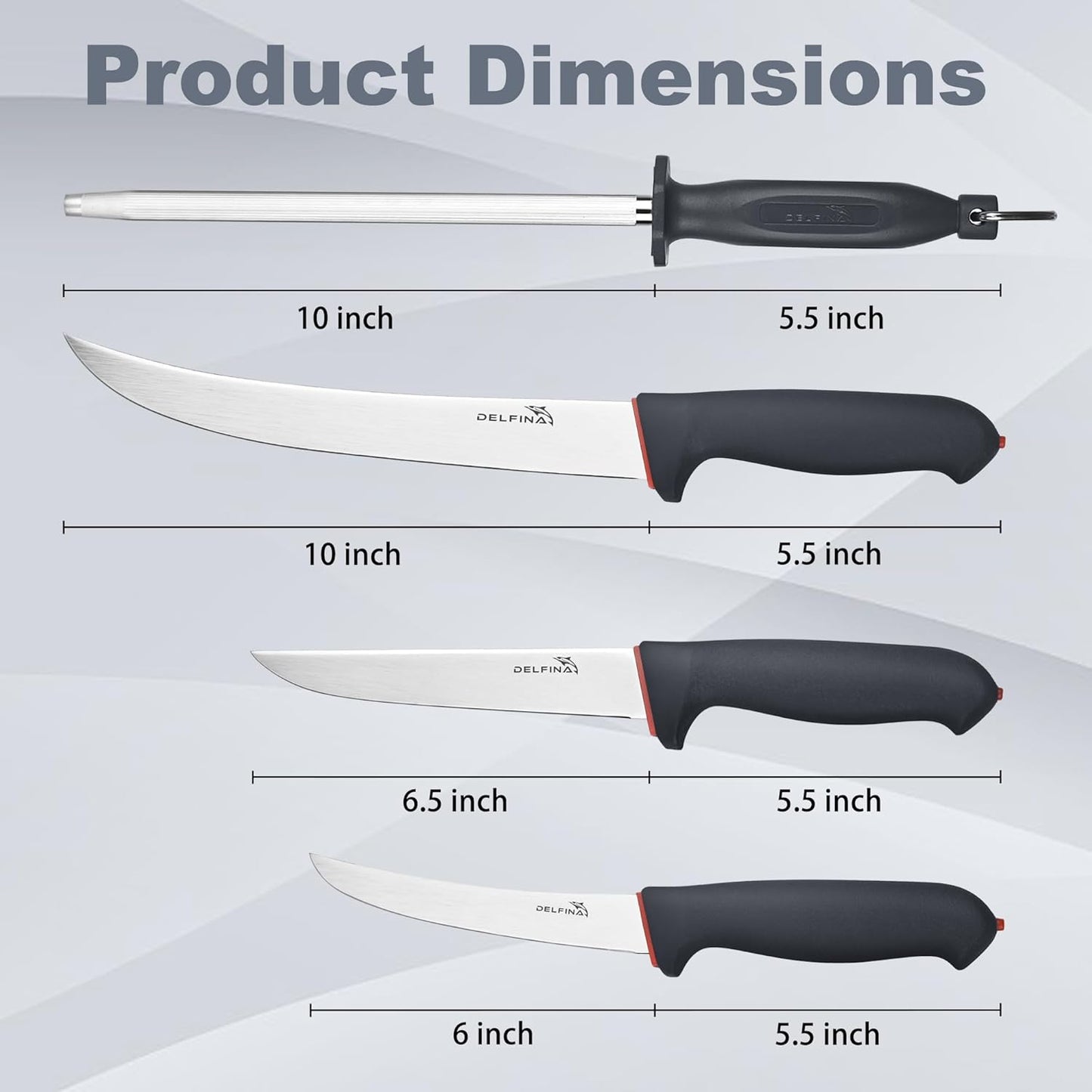 Butcher Knife Set for Meat Cutting, German Steel | German steel blades,For skinning, boning, trimming,Non-slip soft grip Includes sharpener rod,Rust-resistant & durable.