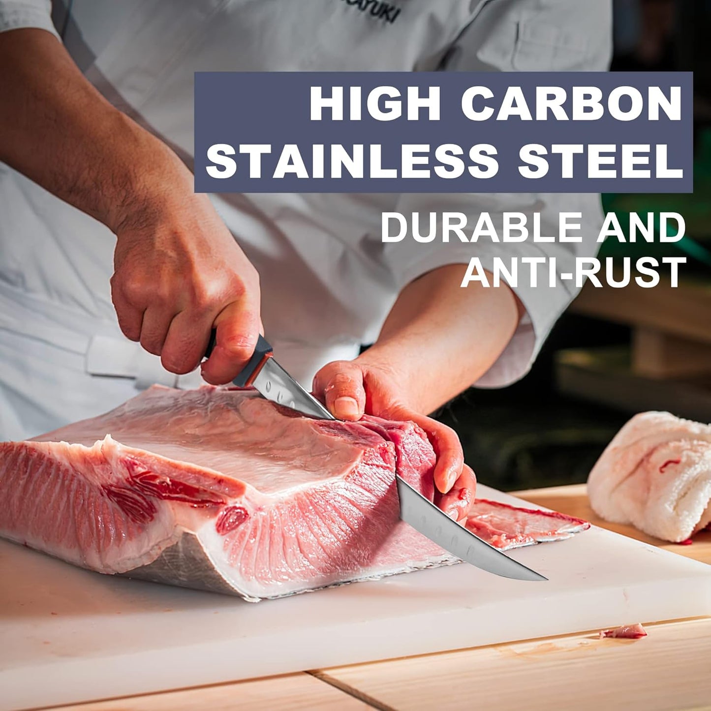 Butcher Knife Set for Meat Cutting, German Steel | German steel blades,For skinning, boning, trimming,Non-slip soft grip Includes sharpener rod,Rust-resistant & durable.