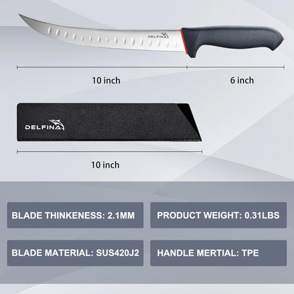 Butcher Knife Set for Meat Cutting, German Steel | German steel blades,For skinning, boning, trimming,Non-slip soft grip Includes sharpener rod,Rust-resistant & durable.