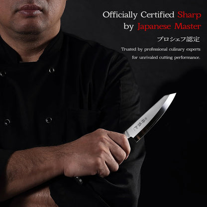 Japanese Chef Knife 7in,High Carbon Steel VG-10,Leather Sheath