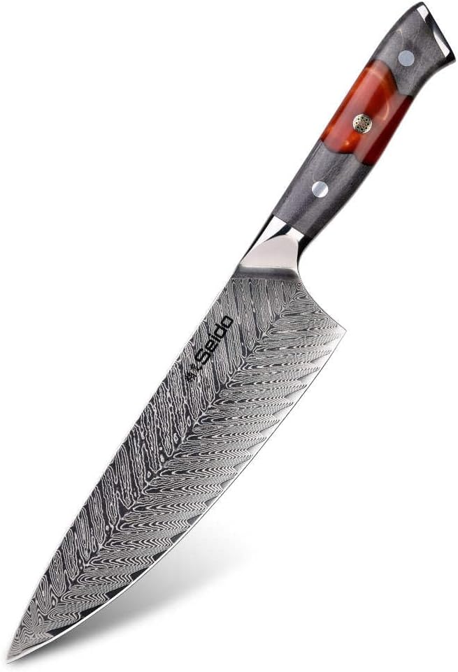 Seido Inferuno 8-Inch AUS-10 Damascus Gyuto Chef Knife