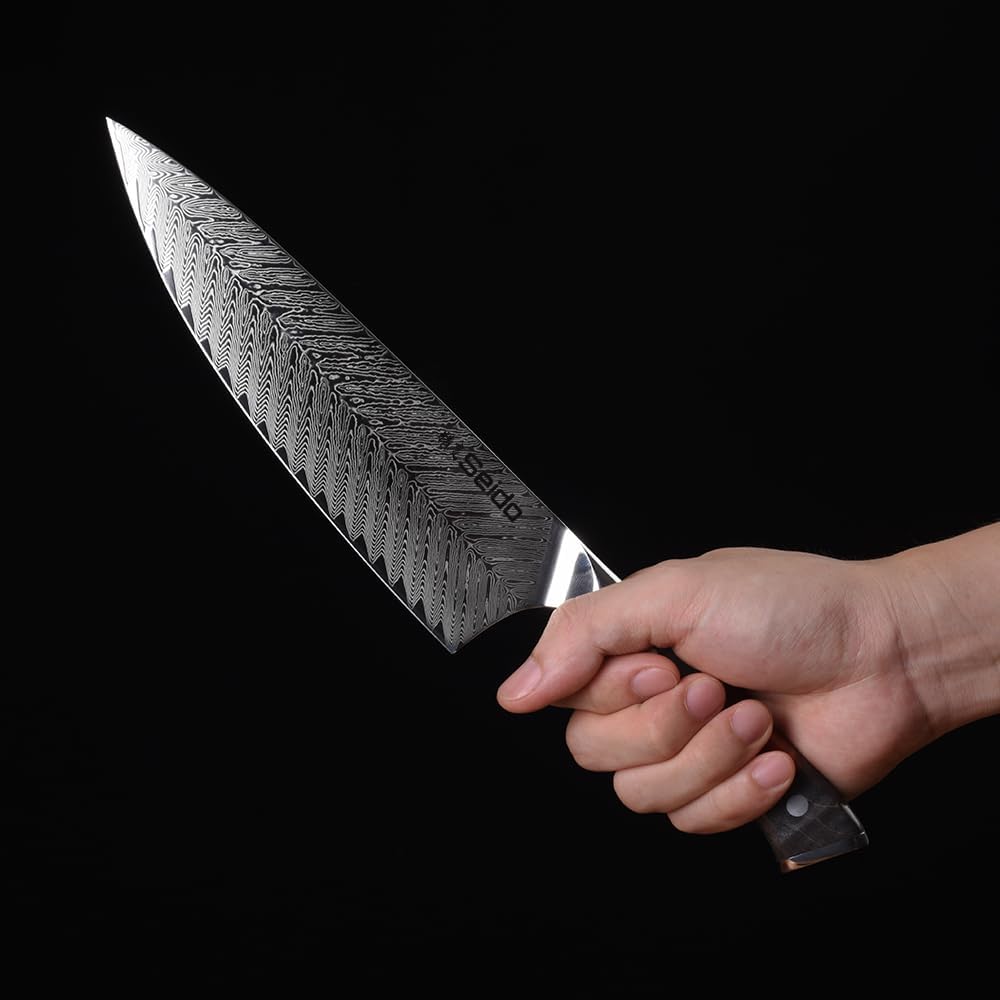 Seido Inferuno 8-Inch AUS-10 Damascus Gyuto Chef Knife