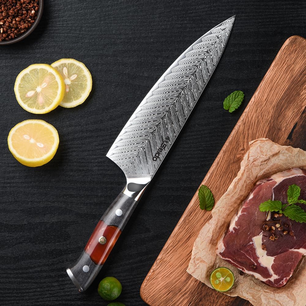 Seido Inferuno 8-Inch AUS-10 Damascus Gyuto Chef Knife