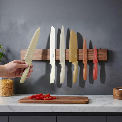12 Pieces Kitchen Knife Set with Blade Guards, Stainless Steel Sharp Knife Set for Kitchen, Multicolor