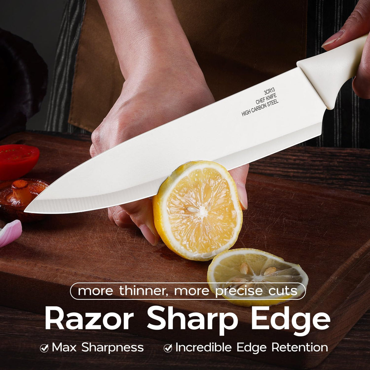 12 Pieces Kitchen Knife Set with Blade Guards, Stainless Steel Sharp Knife Set for Kitchen, Multicolor