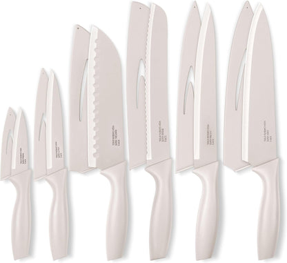 12 Pieces Kitchen Knife Set with Blade Guards, Stainless Steel Sharp Knife Set for Kitchen, Multicolor