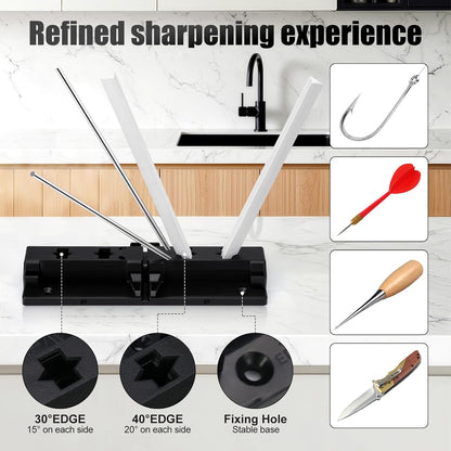 Tri-angle sharpener, Tri Angle System for Pocket Knife, Recurve and Tanto Blades Sharpener, High Alumina Ceramic Stones