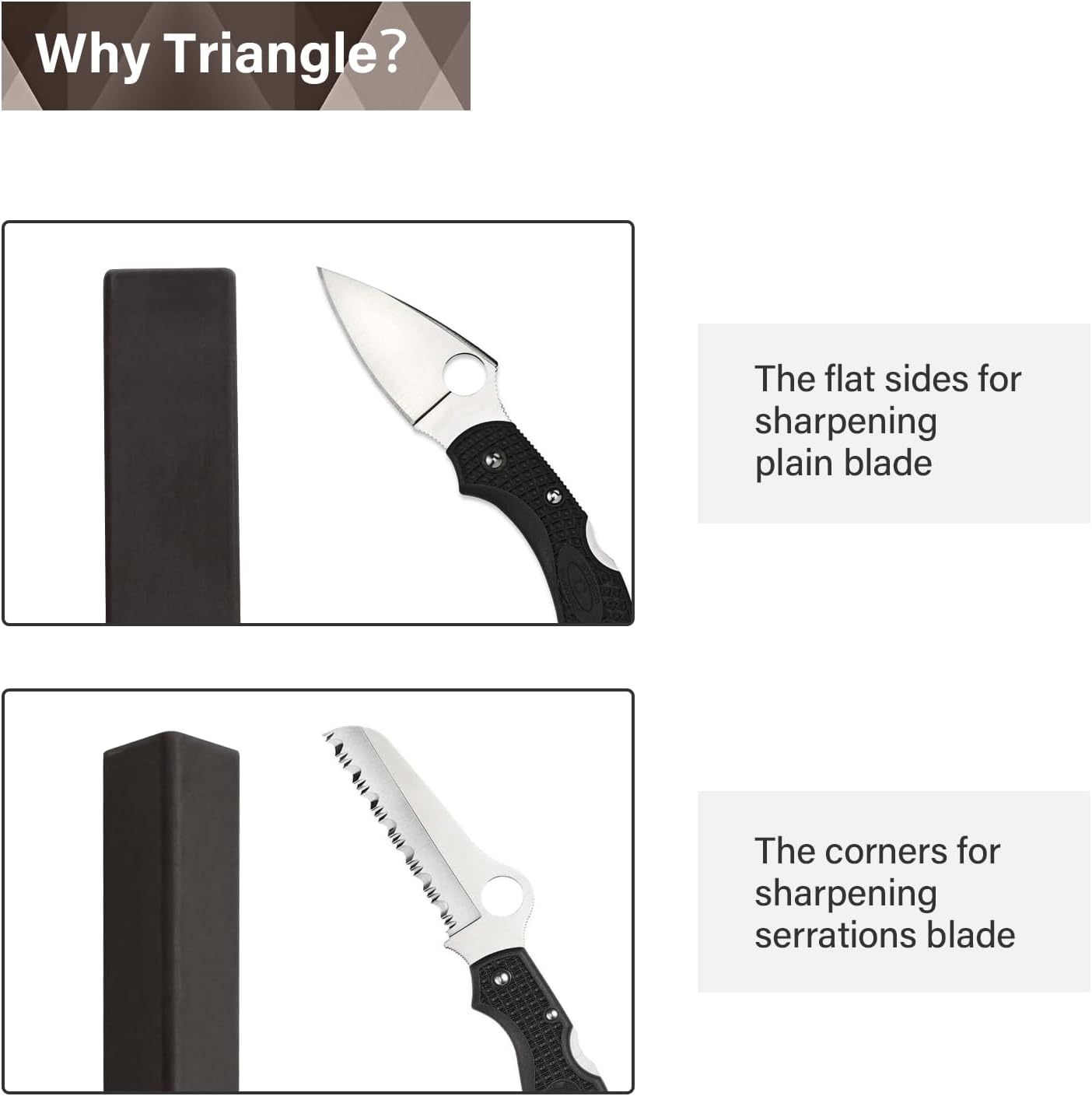 Tri-angle sharpener, Tri Angle System for Pocket Knife, Recurve and Tanto Blades Sharpener, High Alumina Ceramic Stones
