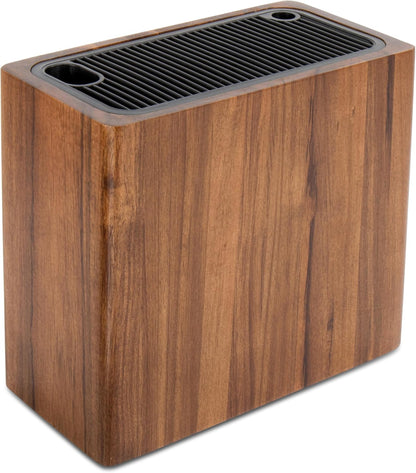 Acacia Wood Knife Storage Block - Universal Large Knife Block for Countertop, Wooden Knife Holder Organizer with Scissors & Sharpening Rod Slots - Kitchen Knife Block Storage for 15 Knives
