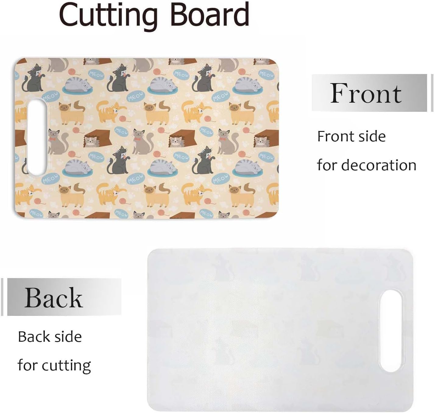 Coffee Set Cutting Board with Handles Coffee Maker Muffin Cup Flower Hot Drink Love Cutting Boards Plastic Safe Chopping Board for Kitchen 16" x 10" x 0.24"