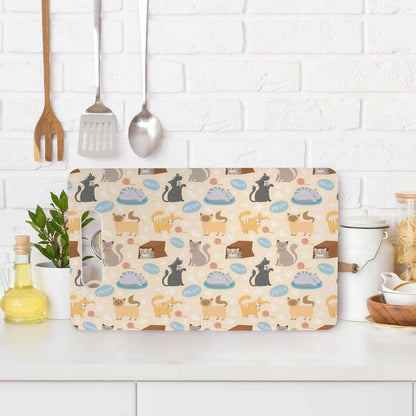Coffee Set Cutting Board with Handles Coffee Maker Muffin Cup Flower Hot Drink Love Cutting Boards Plastic Safe Chopping Board for Kitchen 16" x 10" x 0.24"