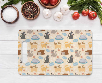 Coffee Set Cutting Board with Handles Coffee Maker Muffin Cup Flower Hot Drink Love Cutting Boards Plastic Safe Chopping Board for Kitchen 16" x 10" x 0.24"