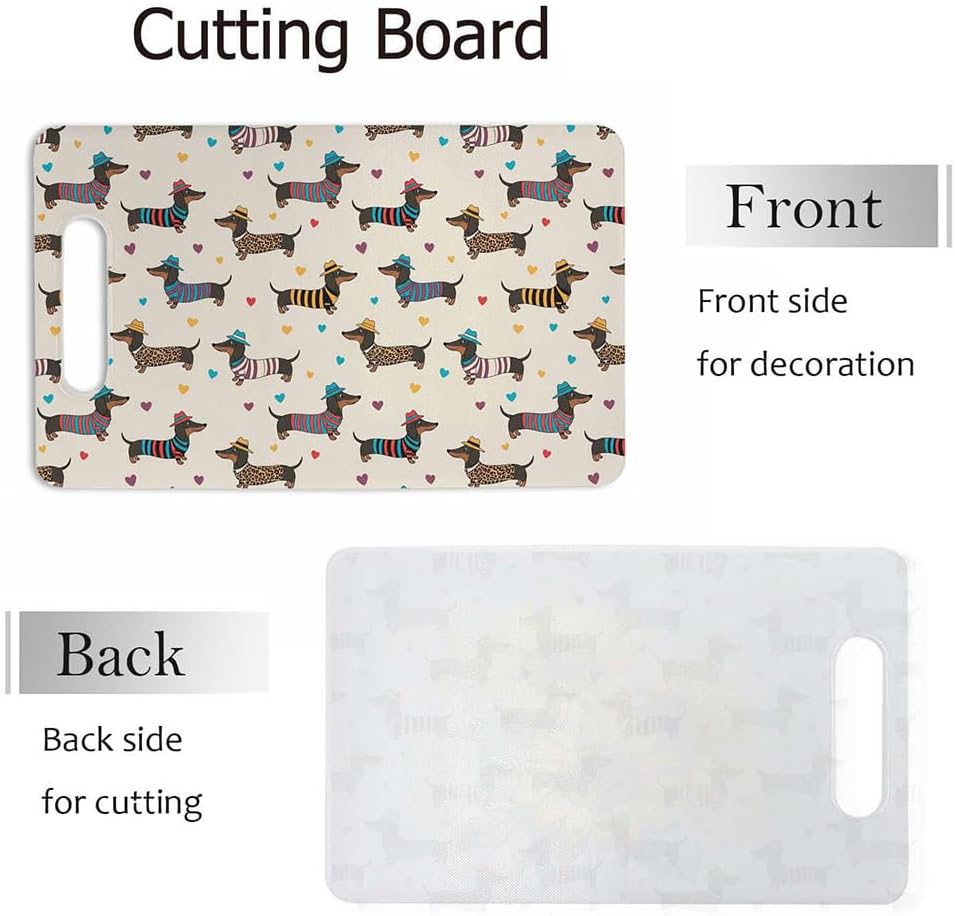 Coffee Set Cutting Board with Handles Coffee Maker Muffin Cup Flower Hot Drink Love Cutting Boards Plastic Safe Chopping Board for Kitchen 16" x 10" x 0.24"