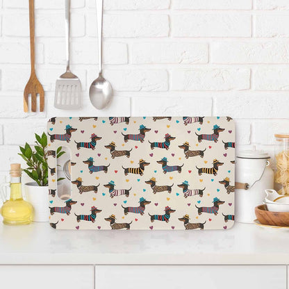 Coffee Set Cutting Board with Handles Coffee Maker Muffin Cup Flower Hot Drink Love Cutting Boards Plastic Safe Chopping Board for Kitchen 16" x 10" x 0.24"