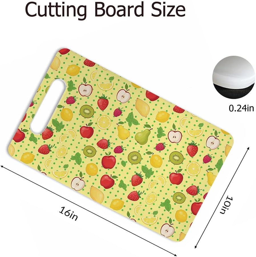 Coffee Set Cutting Board with Handles Coffee Maker Muffin Cup Flower Hot Drink Love Cutting Boards Plastic Safe Chopping Board for Kitchen 16" x 10" x 0.24"