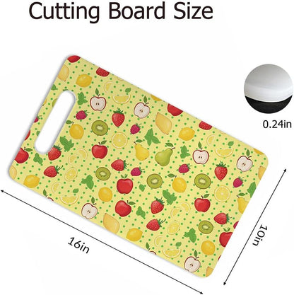 Coffee Set Cutting Board with Handles Coffee Maker Muffin Cup Flower Hot Drink Love Cutting Boards Plastic Safe Chopping Board for Kitchen 16" x 10" x 0.24"