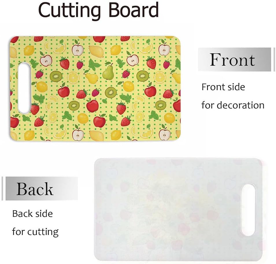 Coffee Set Cutting Board with Handles Coffee Maker Muffin Cup Flower Hot Drink Love Cutting Boards Plastic Safe Chopping Board for Kitchen 16" x 10" x 0.24"