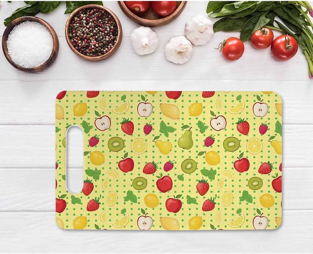 Coffee Set Cutting Board with Handles Coffee Maker Muffin Cup Flower Hot Drink Love Cutting Boards Plastic Safe Chopping Board for Kitchen 16" x 10" x 0.24"