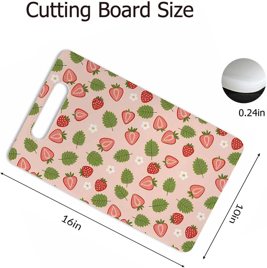 Coffee Set Cutting Board with Handles Coffee Maker Muffin Cup Flower Hot Drink Love Cutting Boards Plastic Safe Chopping Board for Kitchen 16" x 10" x 0.24"