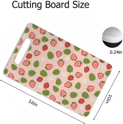 Coffee Set Cutting Board with Handles Coffee Maker Muffin Cup Flower Hot Drink Love Cutting Boards Plastic Safe Chopping Board for Kitchen 16" x 10" x 0.24"