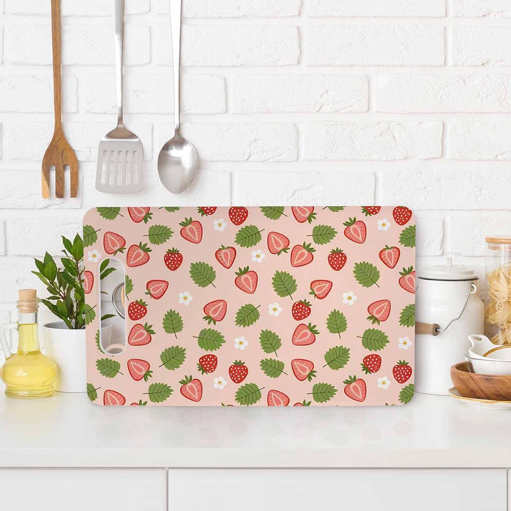 Coffee Set Cutting Board with Handles Coffee Maker Muffin Cup Flower Hot Drink Love Cutting Boards Plastic Safe Chopping Board for Kitchen 16" x 10" x 0.24"