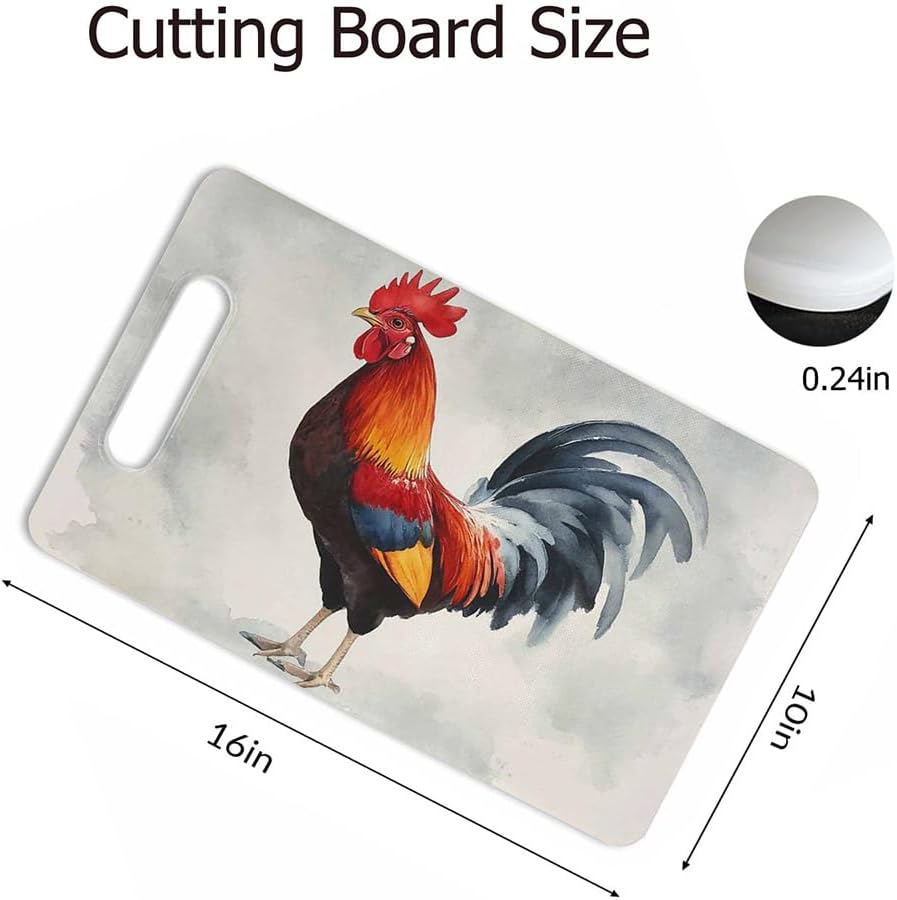 Coffee Set Cutting Board with Handles Coffee Maker Muffin Cup Flower Hot Drink Love Cutting Boards Plastic Safe Chopping Board for Kitchen 16" x 10" x 0.24"