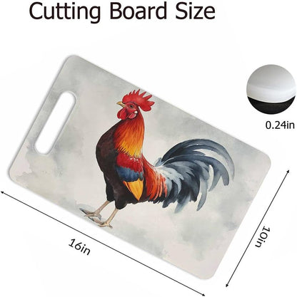 Coffee Set Cutting Board with Handles Coffee Maker Muffin Cup Flower Hot Drink Love Cutting Boards Plastic Safe Chopping Board for Kitchen 16" x 10" x 0.24"