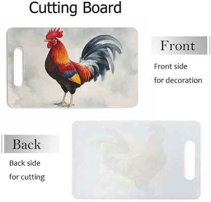 Coffee Set Cutting Board with Handles Coffee Maker Muffin Cup Flower Hot Drink Love Cutting Boards Plastic Safe Chopping Board for Kitchen 16" x 10" x 0.24"