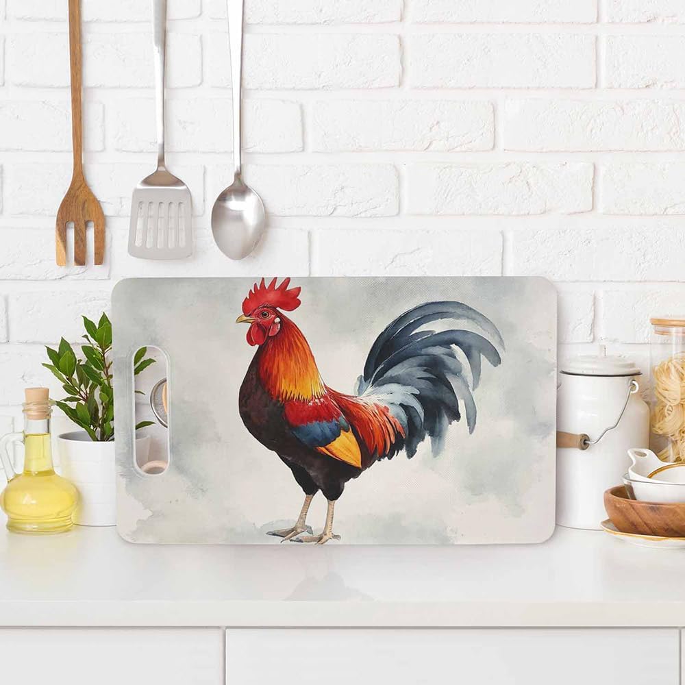 Coffee Set Cutting Board with Handles Coffee Maker Muffin Cup Flower Hot Drink Love Cutting Boards Plastic Safe Chopping Board for Kitchen 16" x 10" x 0.24"