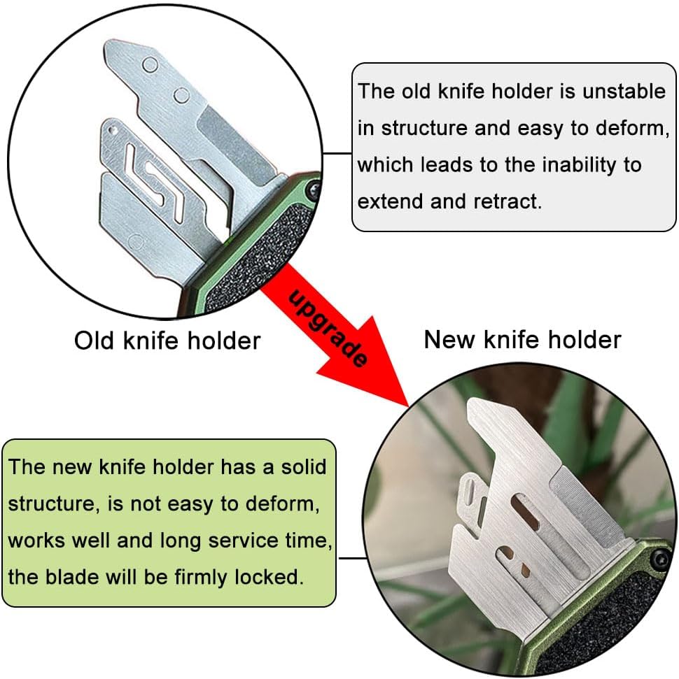 𝗖𝗮𝗿𝗲𝘀𝘀𝗼𝗹𝗼𝘃𝗲 Automatic Utility Knife, Aviation Aluminium Changeable Blade Box Cutter, Double Action Auto Retractable Razor Knife, Out The Front Automatic Pocket Knife With 5pcs Spare Blades