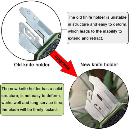𝗖𝗮𝗿𝗲𝘀𝘀𝗼𝗹𝗼𝘃𝗲 Automatic Utility Knife, Aviation Aluminium Changeable Blade Box Cutter, Double Action Auto Retractable Razor Knife, Out The Front Automatic Pocket Knife With 5pcs Spare Blades