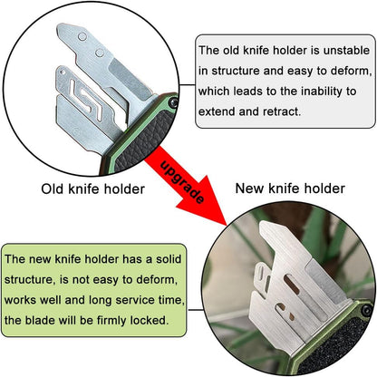 𝗖𝗮𝗿𝗲𝘀𝘀𝗼𝗹𝗼𝘃𝗲 Automatic Utility Knife, Aviation Aluminium Changeable Blade Box Cutter, Double Action Auto Retractable Razor Knife, Out The Front Automatic Pocket Knife With 5pcs Spare Blades