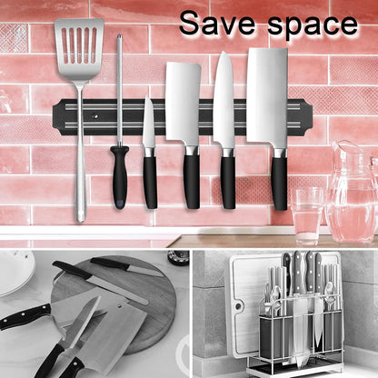 Magnetic Knife Holder (15 Inch - Set Of 2) Magnetic Knife Strips For Wall -Strong Powerful Knife Rack Storage Display Organizer-Securely Hang Knives On a Multipurpose Kitchen Bar