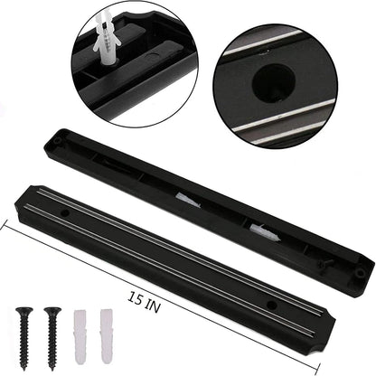 Magnetic Knife Holder (15 Inch - Set Of 2) Magnetic Knife Strips For Wall -Strong Powerful Knife Rack Storage Display Organizer-Securely Hang Knives On a Multipurpose Kitchen Bar