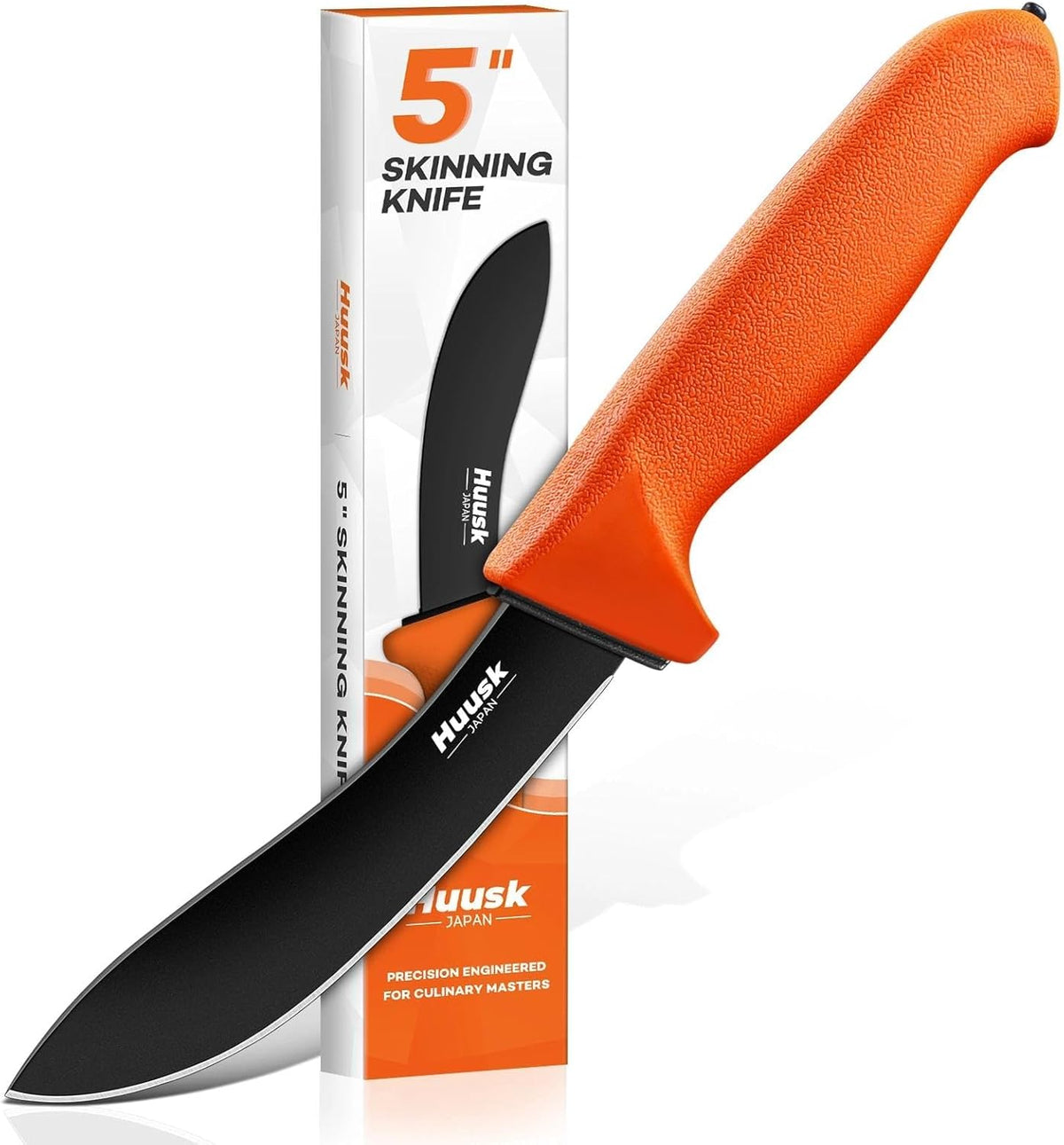 Huusk Butcher Knife Set - Meat Processing Kit with Roll Bag, Gift for Men | German Stainless Steel, High-Visibility & Non-slip, Butcher Skinning Boning Caping, Game Processing for Deer, Duck, Poultry